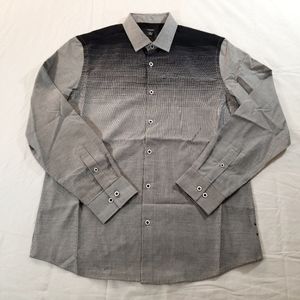 Alfani Mens Shirt Size Medium Black Combo Long Sleeve Button Up $65 New